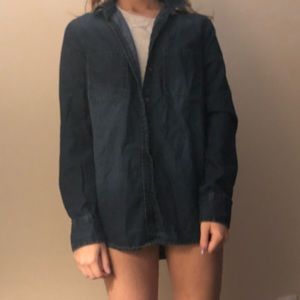 dark blue long sleeve button up